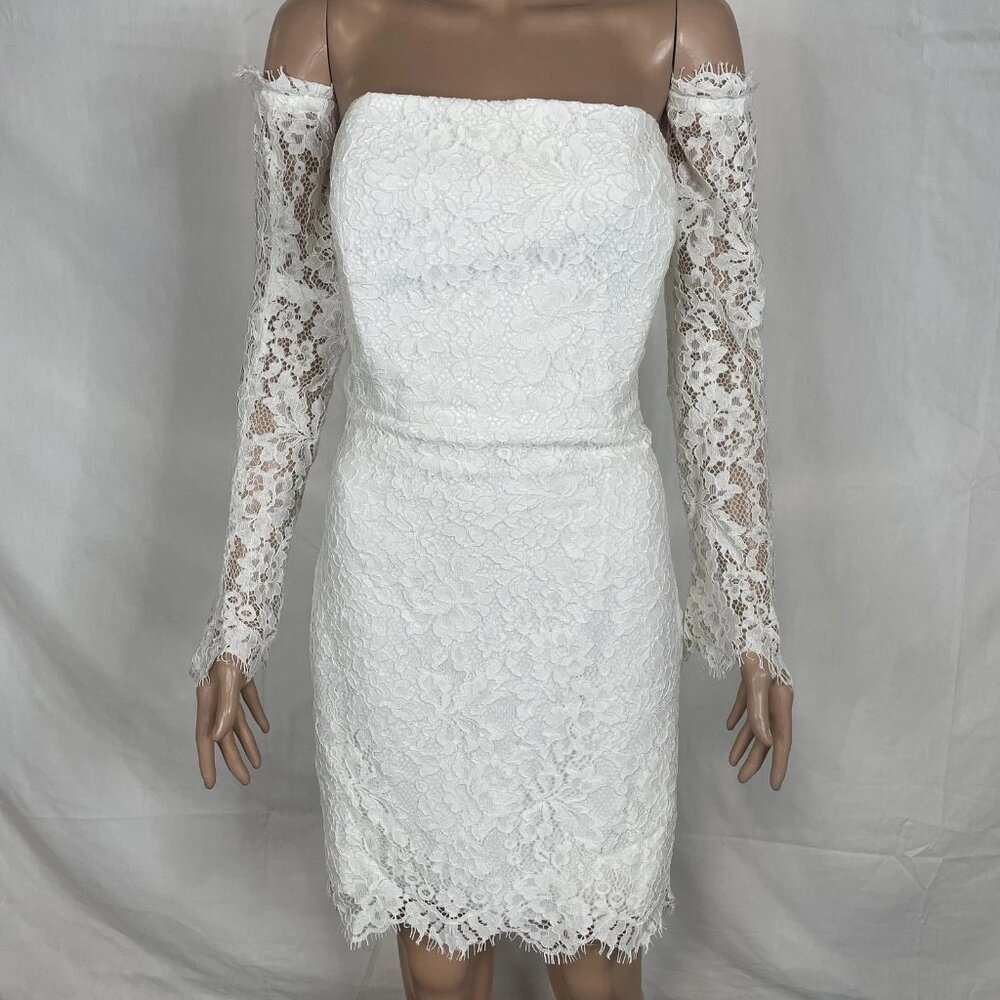 Park & Fifth White Lace Off-Shoulder Mini Dress